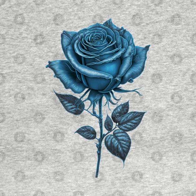 Blue Rose Drawing, Flower Drawing, Gift For Her by DivShot 